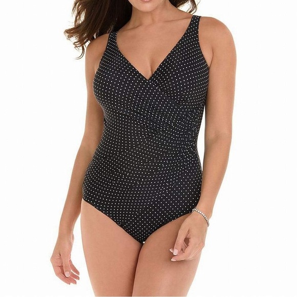 Miraclesuit Women'sPin Point Oceanus Tummy Control V-Neckline One Piece Swimsuit - Picture 1 of 7